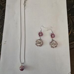 Elegant Pink and Silver Jewelry Set